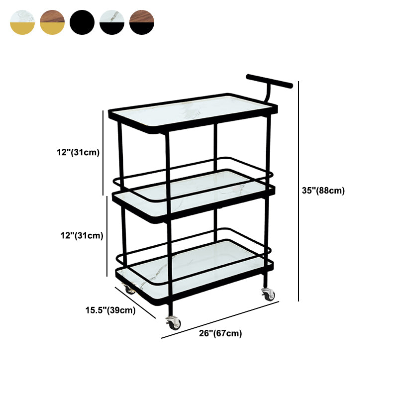 Modern 34.65"H Rolling Prep Table Rectangular Metal Prep Table for Home Use