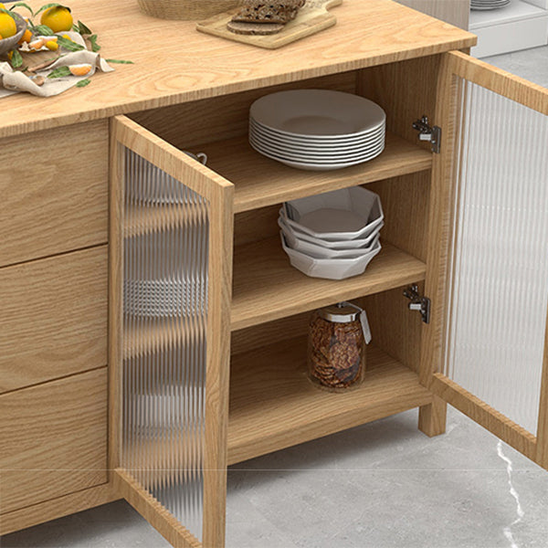 Traditional Stationary Kitchen Island Set Rectangular Wood Kitchen Island Set for Home Use