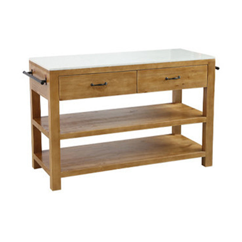 Modern Stationary Kitchen Island Set Wood Rectangular Kitchen Island Set for Home Use