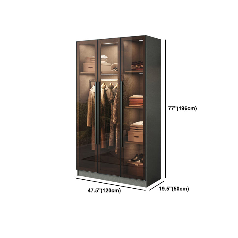 Modern Storage Cabinet with Glass Door Mirrored Finish Cabinet