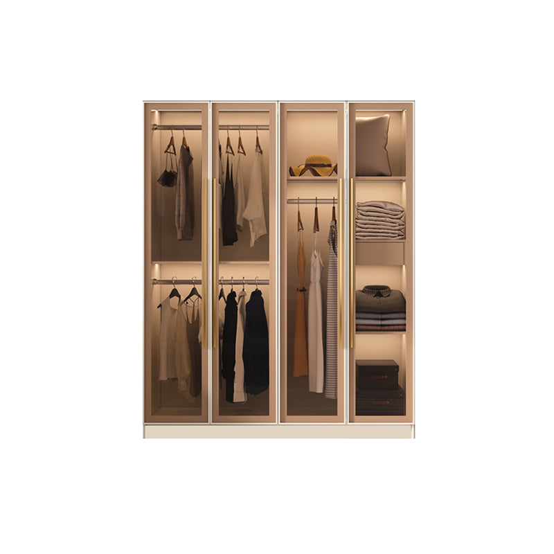 Contemporary Style Wardrobe Glass Wardrobe Closet With Shelves