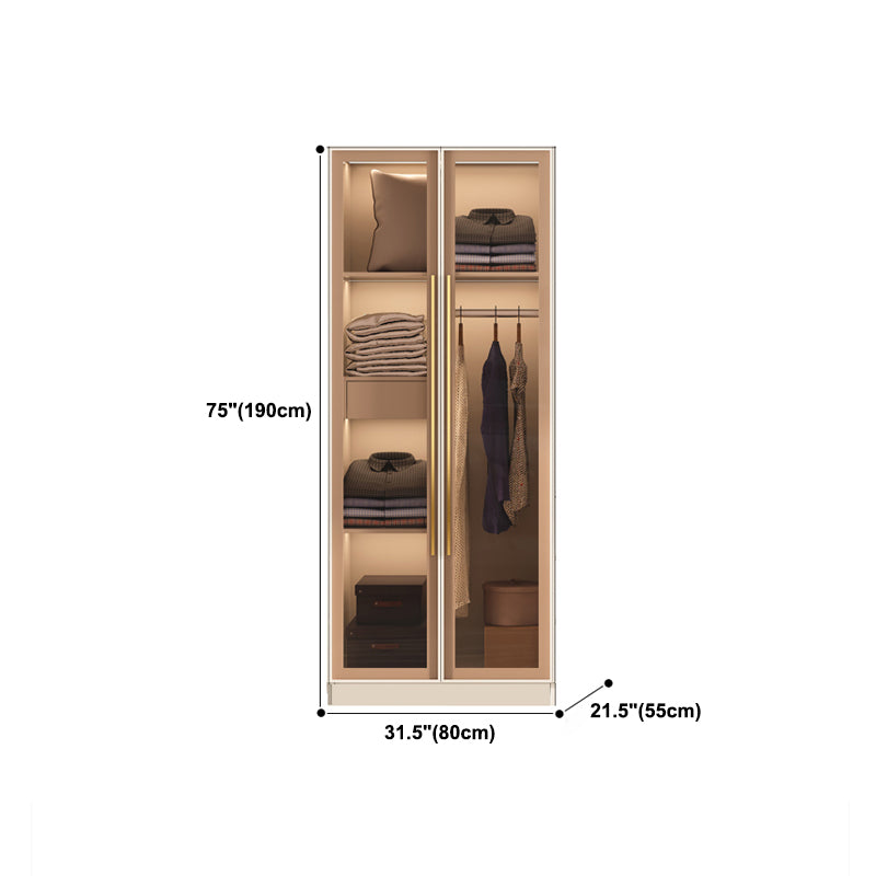 Contemporary Style Wardrobe Glass Wardrobe Closet With Shelves