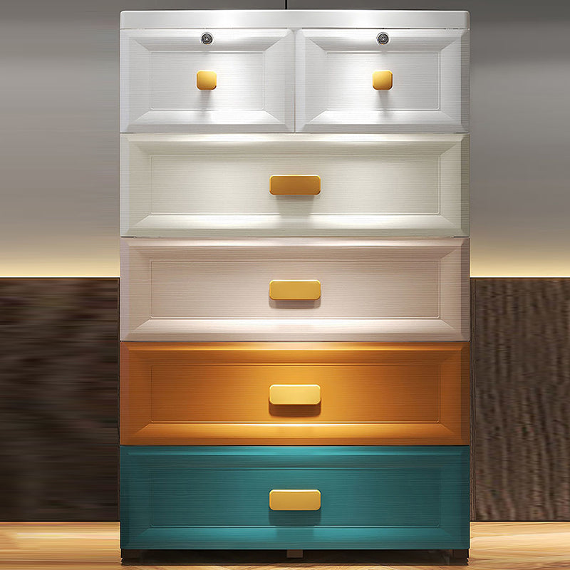 Modern Style Wardrobe Plastic Bedroom Wardrobe Closet With Drawers