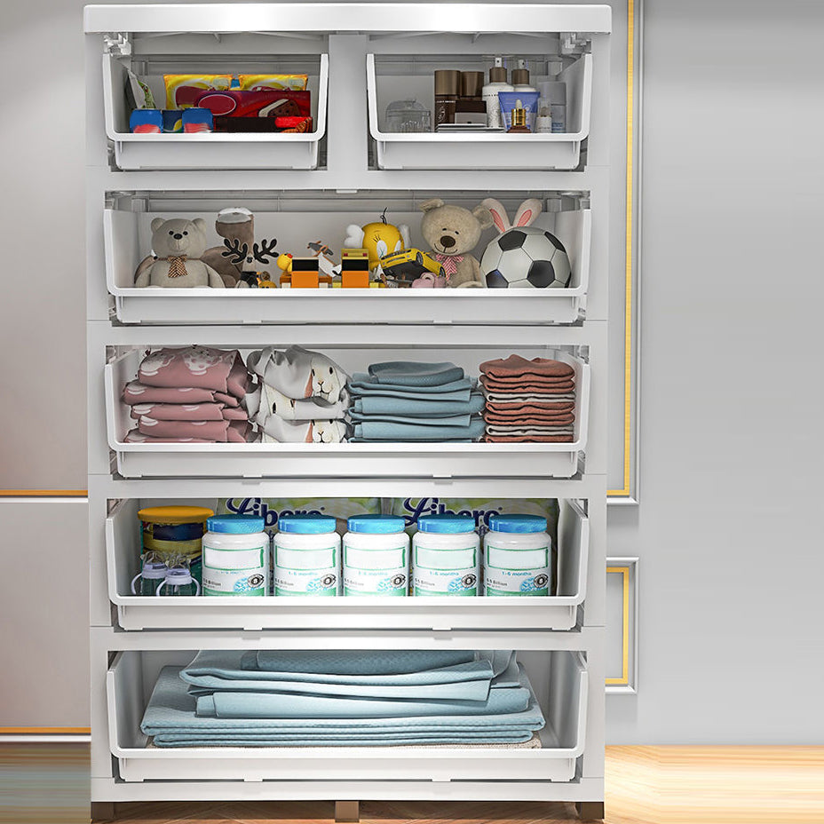 Modern Style Wardrobe Plastic Bedroom Wardrobe Closet With Drawers