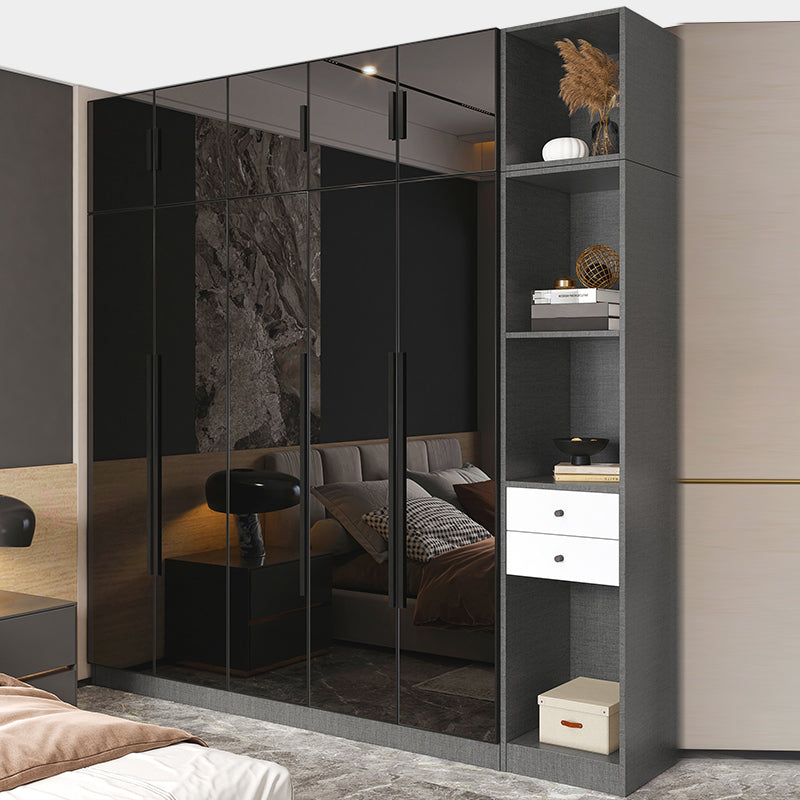 Modern Style Wardrobe Grey Colour Glass Wardrobe Closet for Bedroom