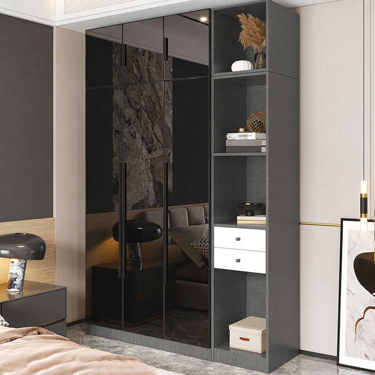 Modern Style Wardrobe Grey Colour Glass Wardrobe Closet for Bedroom