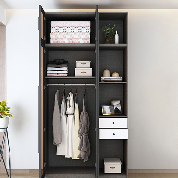 Modern Style Wardrobe Grey Colour Glass Wardrobe Closet for Bedroom