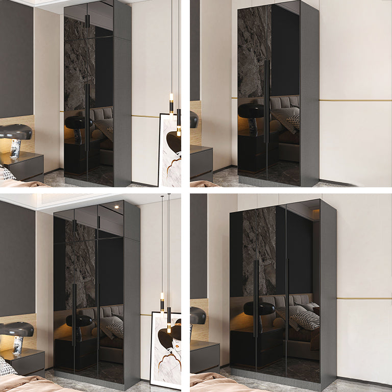 Modern Style Wardrobe Grey Colour Glass Wardrobe Closet for Bedroom
