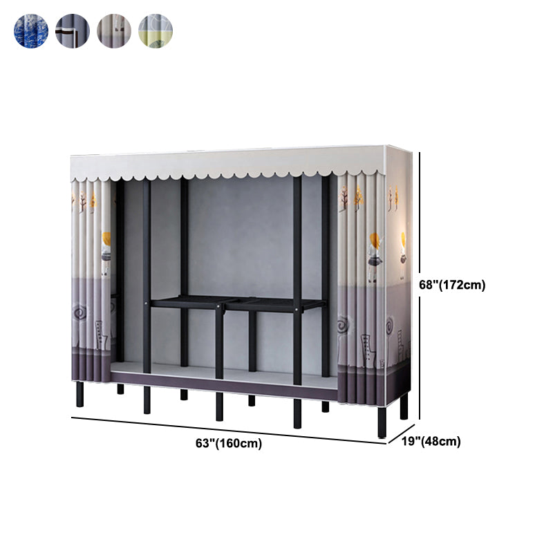 Folding Contemporary Wardrobe Armoire Steel Frame Wardrobe Cabinet for Bedroom