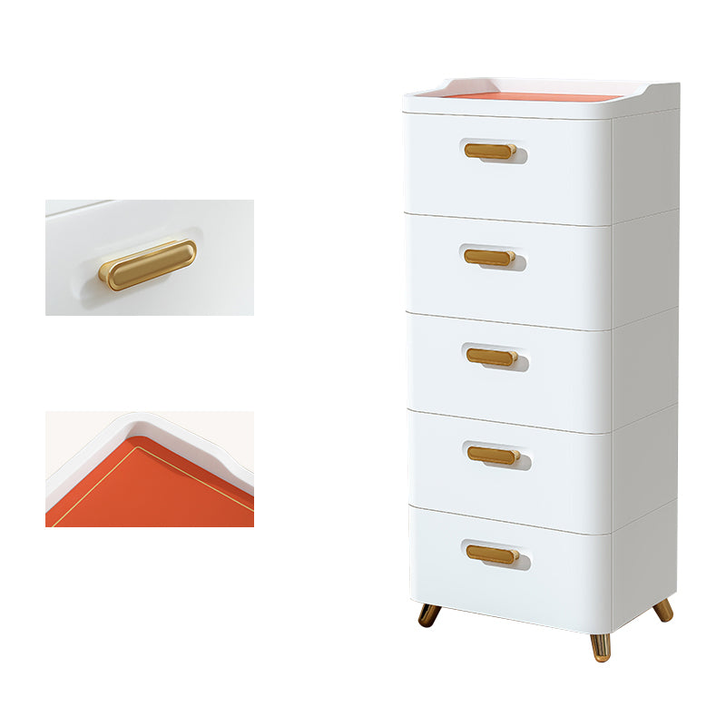 Contemporary Storage Cabinet with Legs White Cabinet with Drawers