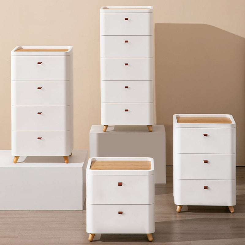 Contemporary Storage Cabinet with Legs White Cabinet with Drawers