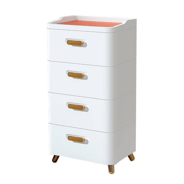 Contemporary Storage Cabinet with Legs White Cabinet with Drawers