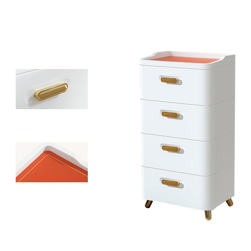 Contemporary Storage Cabinet with Legs White Cabinet with Drawers