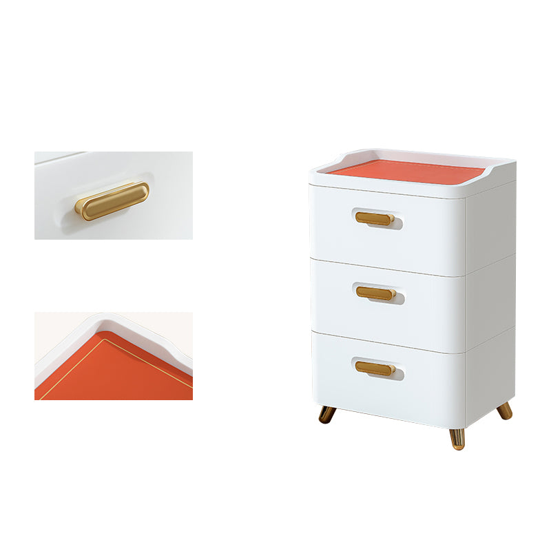 Contemporary Storage Cabinet with Legs White Cabinet with Drawers
