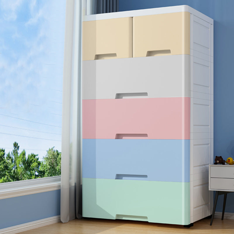 Modern Style Non-Hanging Armoire Plastic Home Cabinet with Drawers