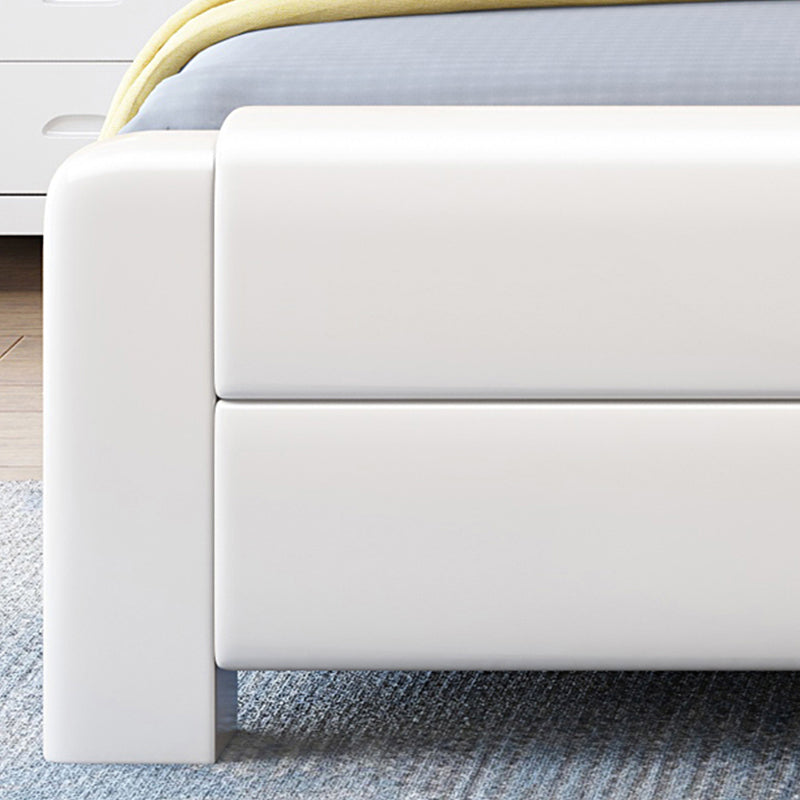 Modern Solid Color Wood Panel Standard Bed, Rectangular Headboard Bed