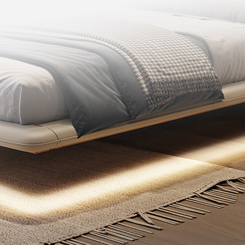 Genuine Leather Platform Bed Frame Modern Low Profile Bed Frame in Gray