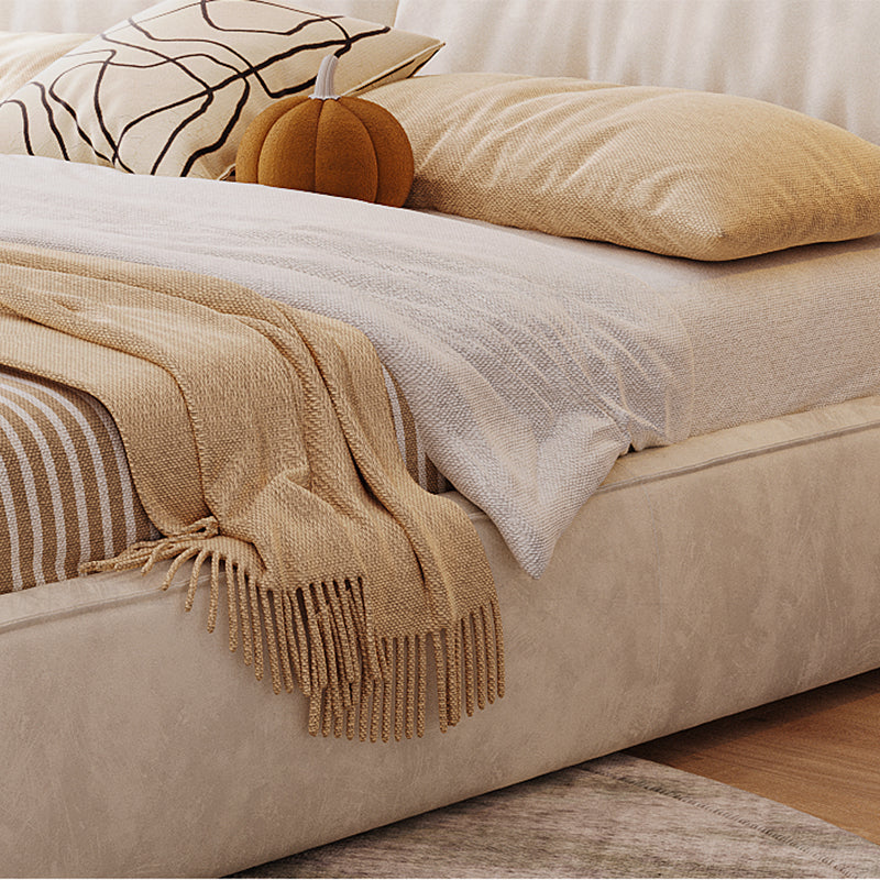 Modern Style Upholstered Headboard White Imitation Leather Bed