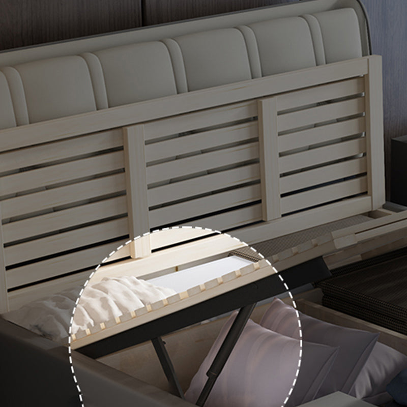 Contemporary Grey Standard Bed with Tufted and Legs Wingback Bed