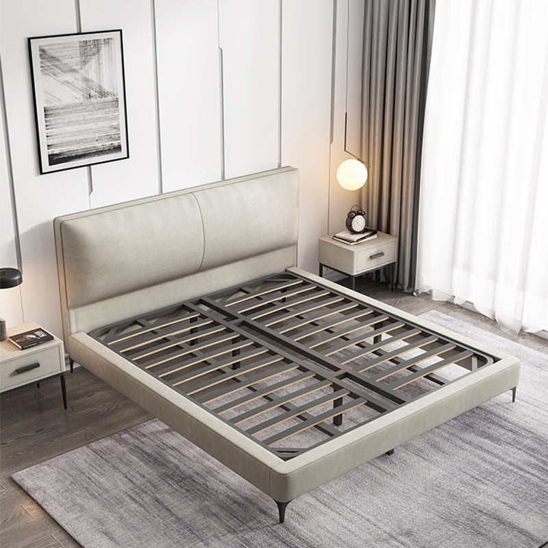Modern White Wooden Standard Bed with Rectangular Panel Headboard