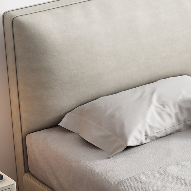 Modern White Wooden Standard Bed with Rectangular Panel Headboard