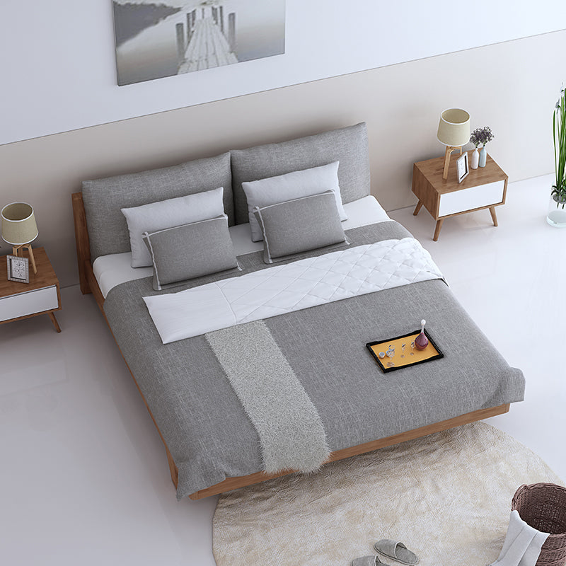 Contemporary Wood Panel Standard Bed with Rectangular Headboard