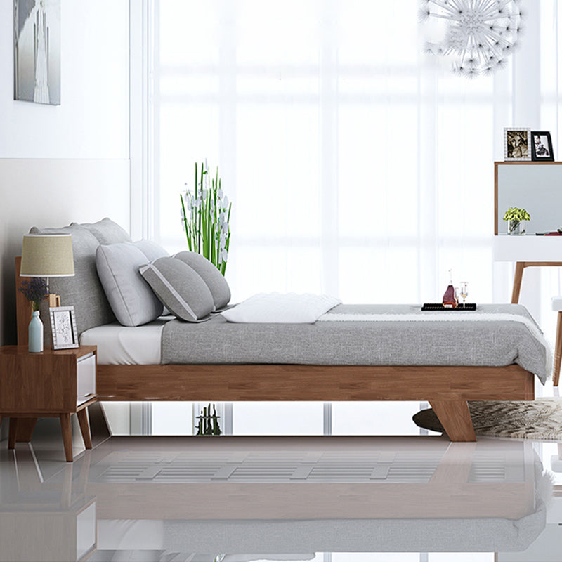 Contemporary Wood Panel Standard Bed with Rectangular Headboard