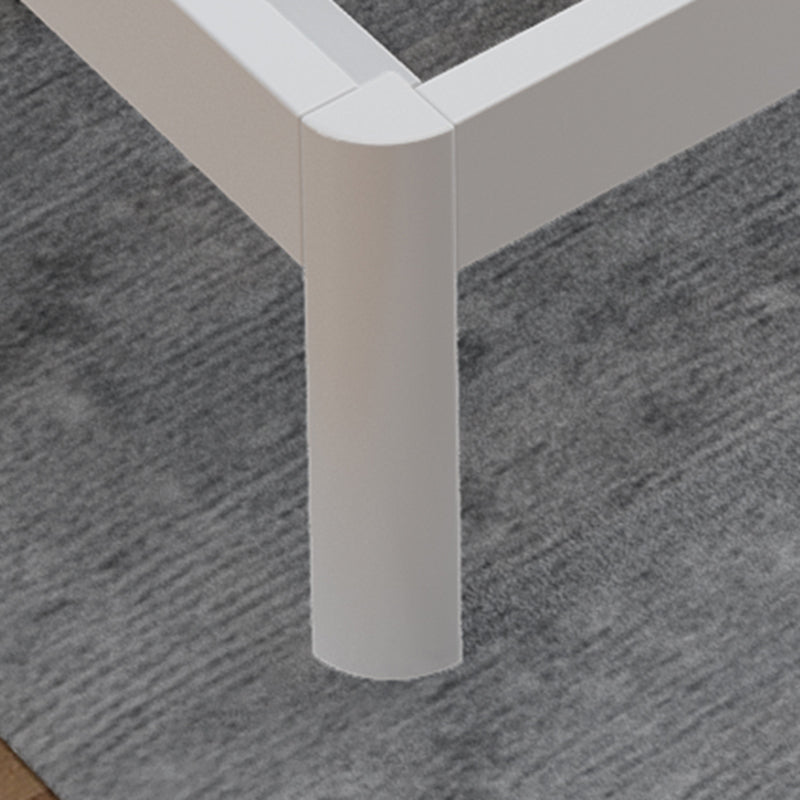 Contemporary Metal Platform Bed Panel Frame with Upholstered Headboard