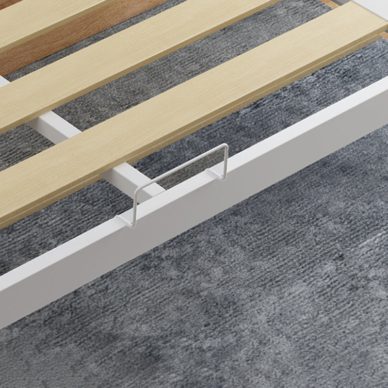 Contemporary Metal Platform Bed Panel Frame with Upholstered Headboard