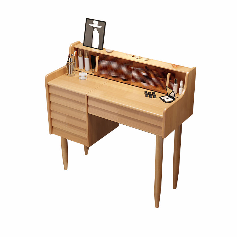 Traditional Wooden Makeup Vanity Table with Stool for Bedroom