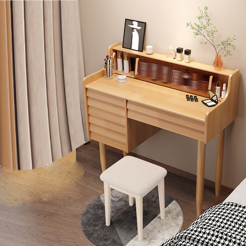 Traditional Wooden Makeup Vanity Table with Stool for Bedroom