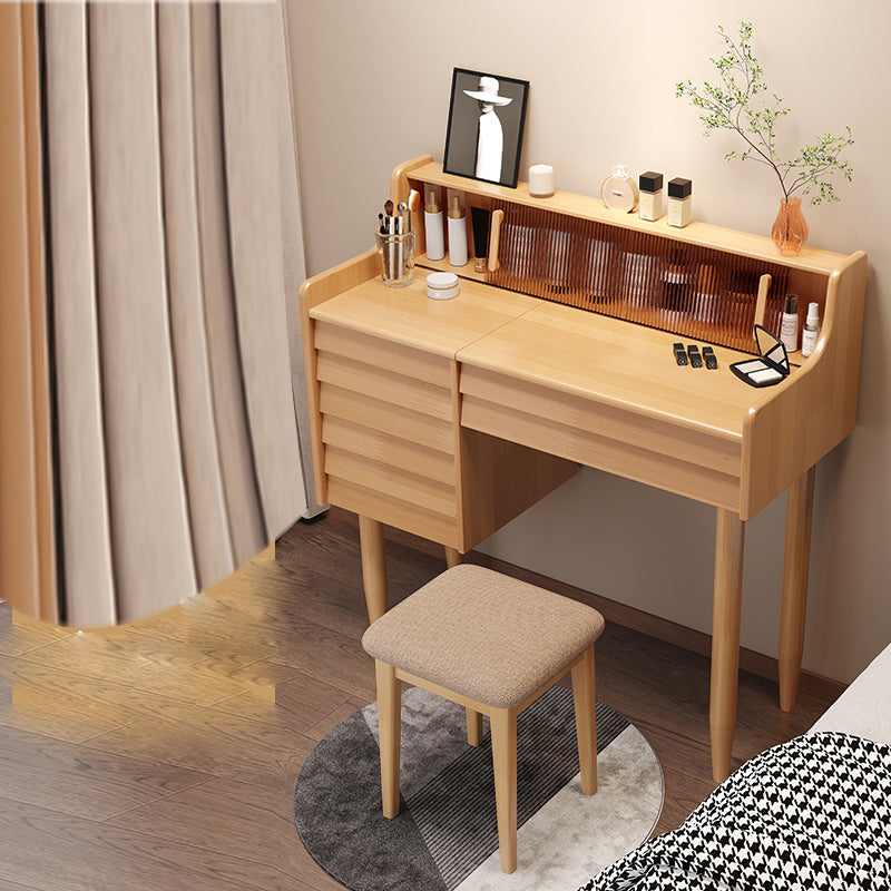 Traditional Wooden Makeup Vanity Table with Stool for Bedroom