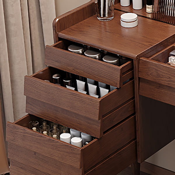 Traditional Wooden Makeup Vanity Table with Stool for Bedroom