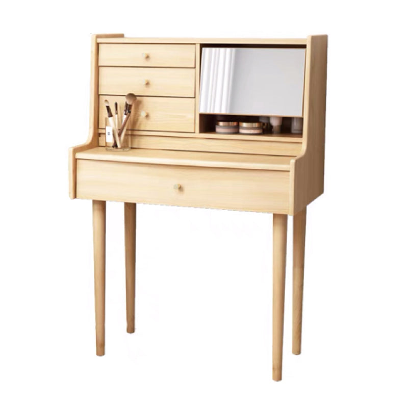 Traditional Wooden Makeup Vanity Desk Table with Stool for Bedroom