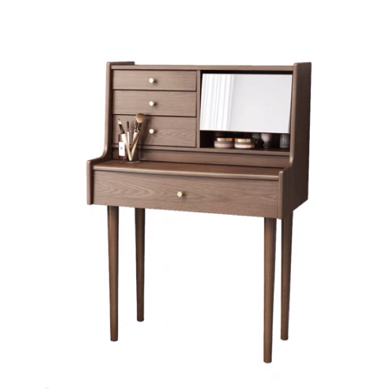 Traditional Wooden Makeup Vanity Desk Table with Stool for Bedroom