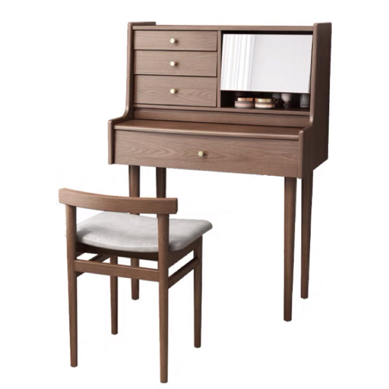 Traditional Wooden Makeup Vanity Desk Table with Stool for Bedroom