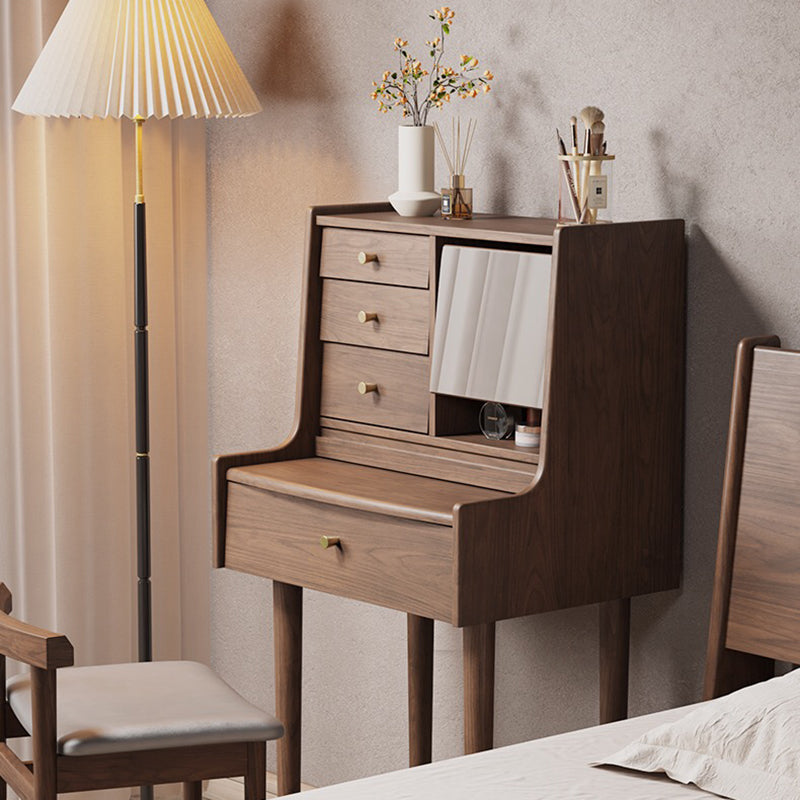 Traditional Wooden Makeup Vanity Desk Table with Stool for Bedroom
