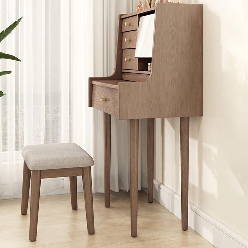 Traditional Wooden Makeup Vanity Desk Table with Stool for Bedroom