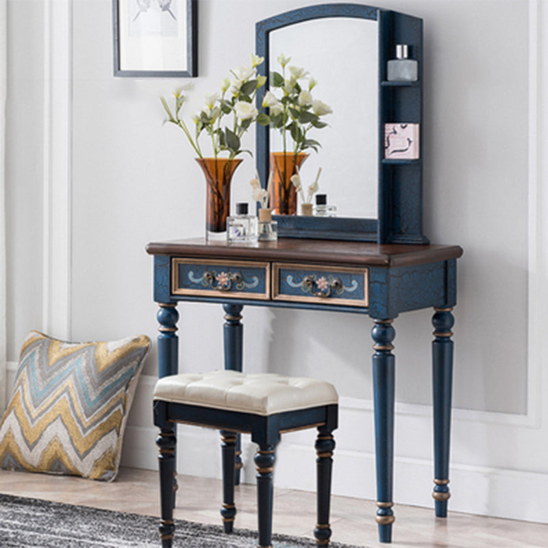 Victorian Makeup Vanity Table with Drawers and Stool for Bedroom