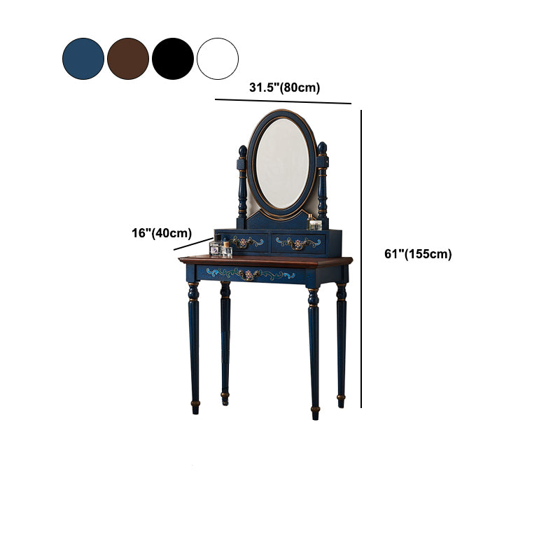 Victorian Makeup Vanity Table with Drawers and Stool for Bedroom