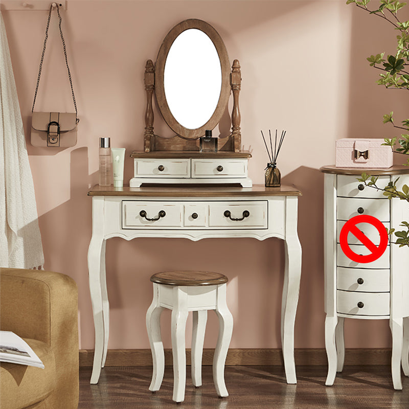 Victorian MakeupTable Stool Set with Mirror and Drawers for Bedroom