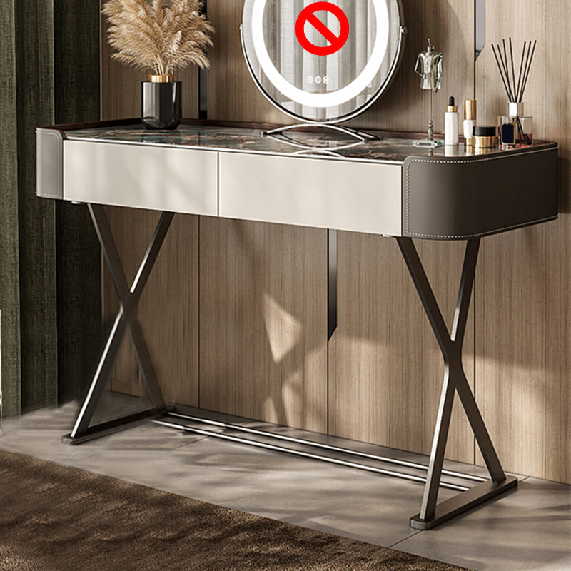 Makeup Vanity Table With Drawer and White Stool Set for Bedroom