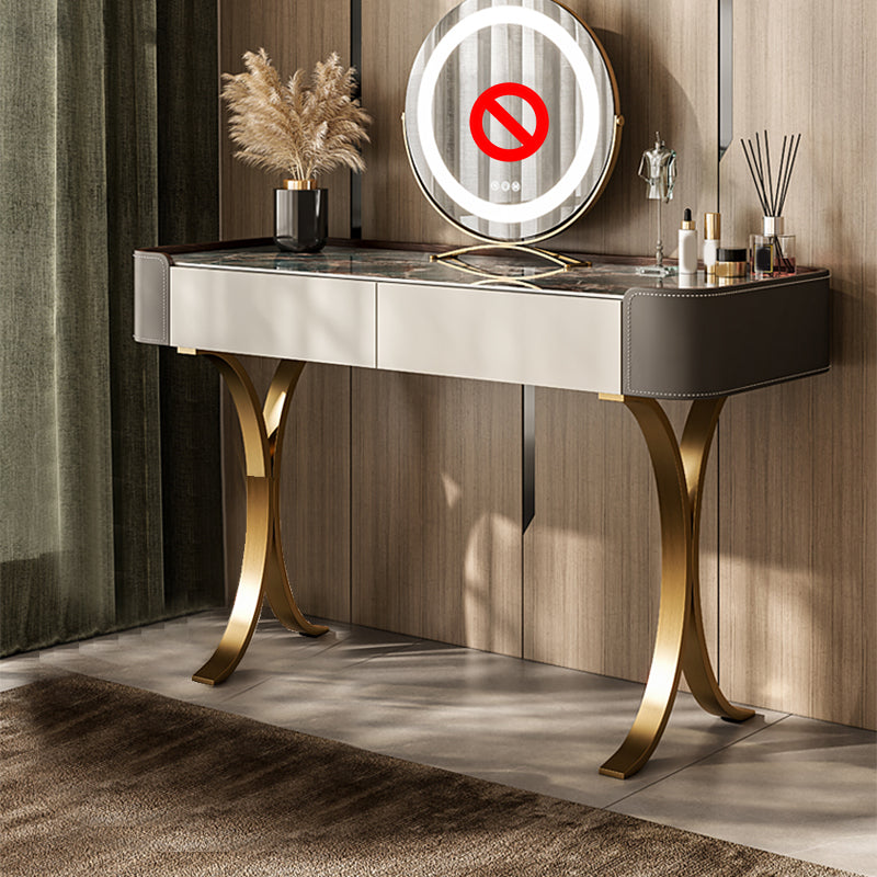 Makeup Vanity Table With Drawer and White Stool Set for Bedroom
