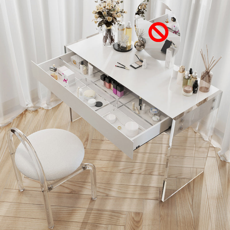 White Slate Top Make-up Vanity with Drawer for Bedroom 29.5"