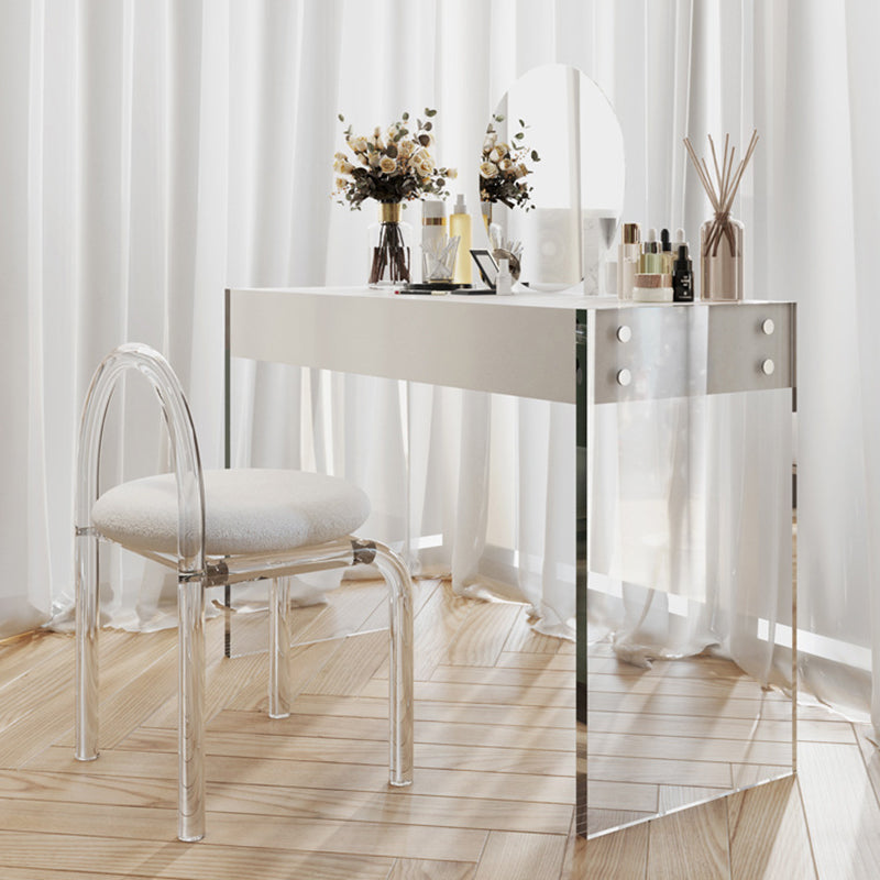 White Slate Top Make-up Vanity with Drawer for Bedroom 29.5"