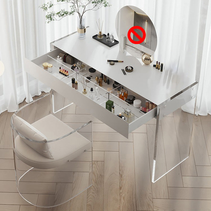 White Slate Top Make-up Vanity with Drawer for Bedroom 29.5"
