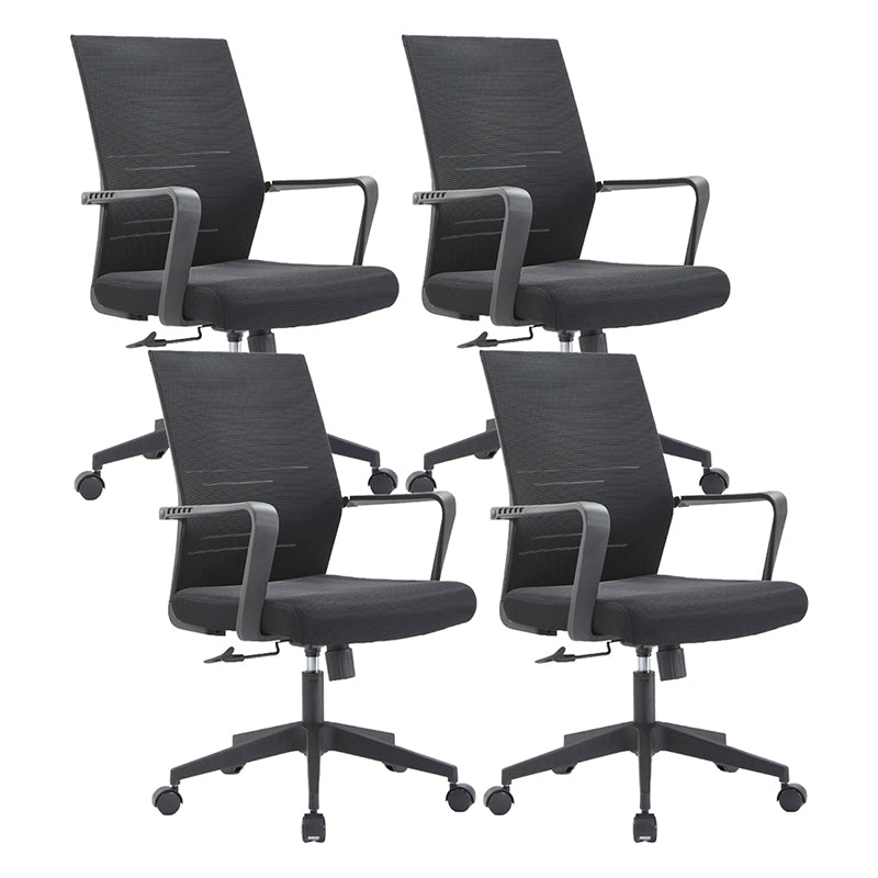 Mesh Mid Back Desk Chair Contemporary Style Fixed Arms Office Chair