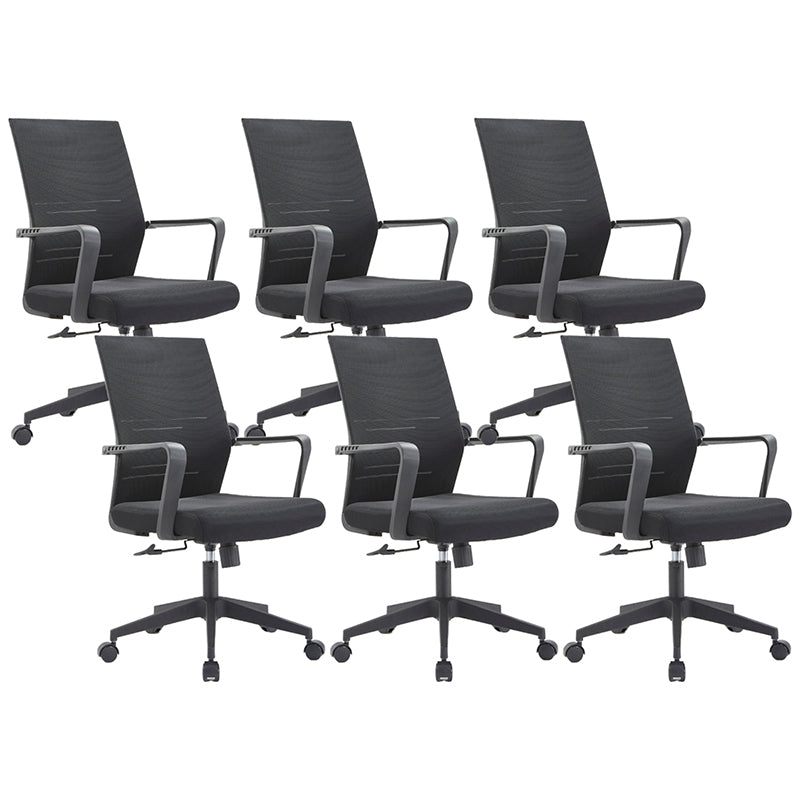 Mesh Mid Back Desk Chair Contemporary Style Fixed Arms Office Chair