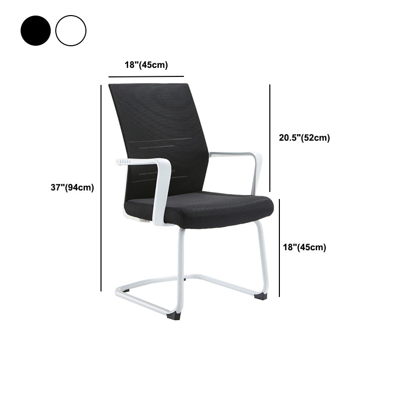 Mesh Mid Back Desk Chair Contemporary Style Fixed Arms Office Chair