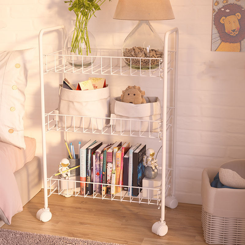 Contemporary Bookshelf Open Back Bookcase for Office with Caster Wheels